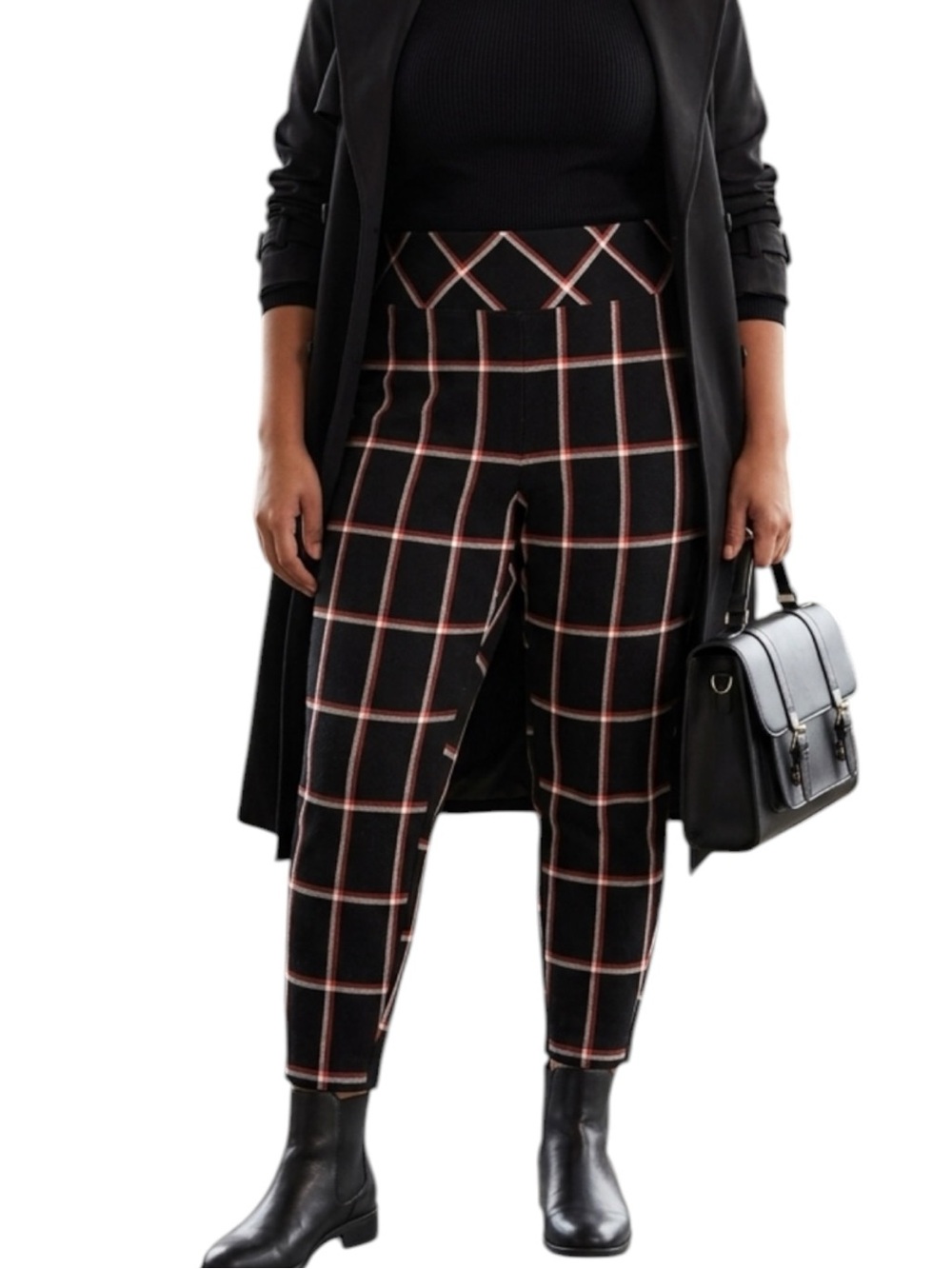 torrid Black Cropped Windowpane Plaid Pixie Pants with Orange Grid Size 2x